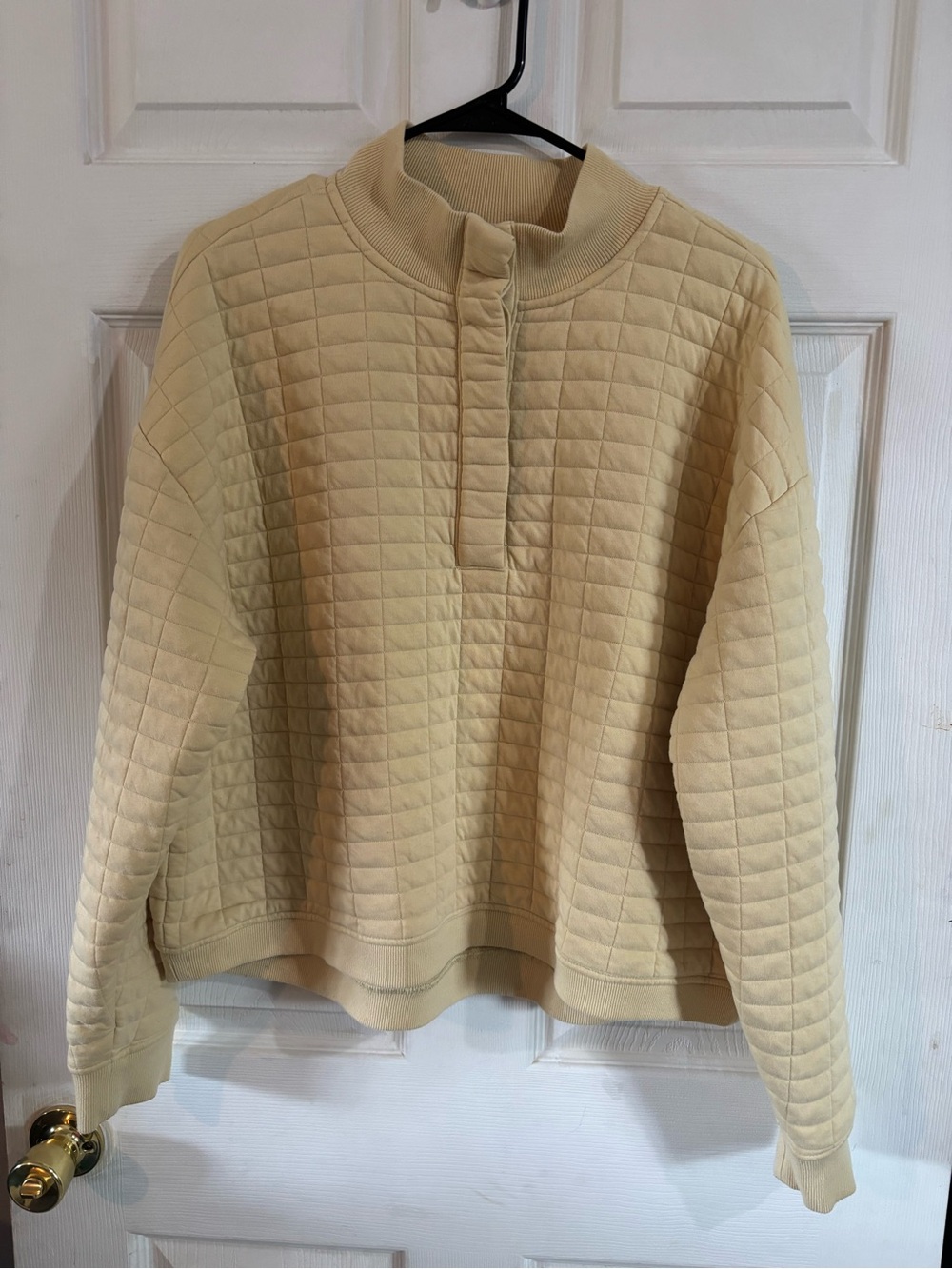 Cropped Quilted Pullover Puffer Jacket — Cream